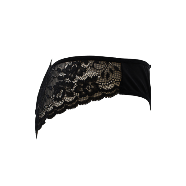 Culotte noire en dentelle avec nœud en satin 
